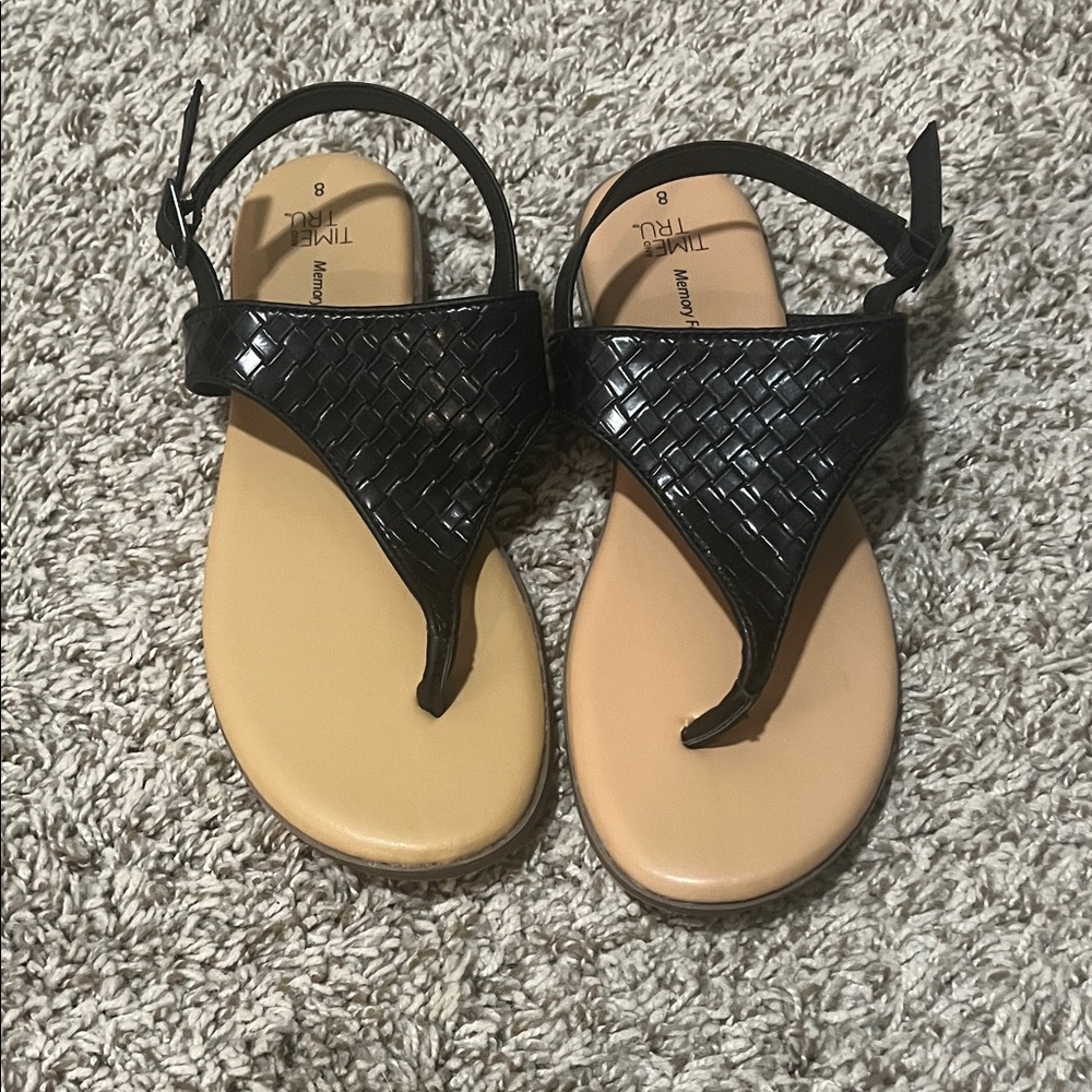 Time and Tru Black Woven Sandals